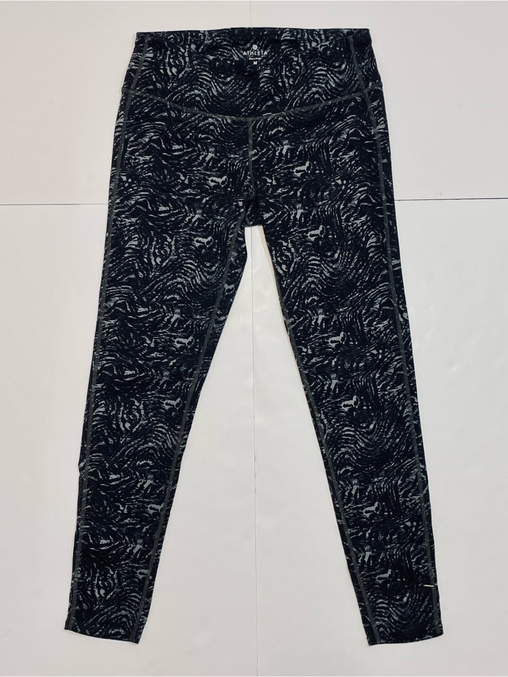 Athleta Black & Gray Swirl Print High-Rise Athletic Leggings Size M